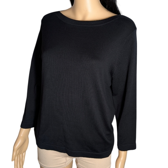 Silk Blend Black Sweater Women's Medium - Picture 2 of 8